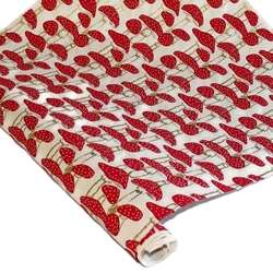Silkscreened Nepalese Lokta Paper - Mushrooms - RED AND GOLD ON CREAM