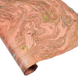 Marbled Lokta Paper - GOLD/SILVER/COPPER ON PAPAYA