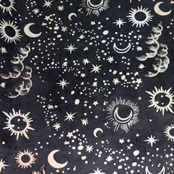 Lokta Paper Origami Pack - Silkscreened Nepalese Lokta Paper - Sun Moon Stars - GOLD ON BLACK