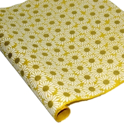 Silkscreened Nepalese Lokta Paper - Daisy - WHITE ON YELLOW