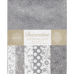 Handmade Indian Cotton Paper Pack - SCREENPRINTED - SILVER