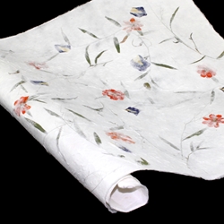 Heavyweight Mulberry Paper - ORANGE FLOWER WITH IRIS