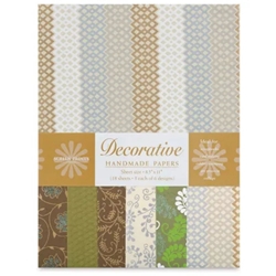 Handmade Indian Cotton Paper Pack - SCREENPRINTED - BEIGE AND COCOA