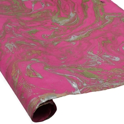 Marbled Lokta Paper - SILVER/GOLD ON PINK