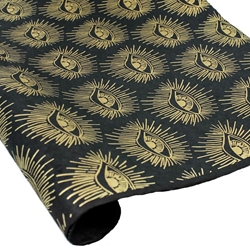 Silkscreened Nepalese Lokta Paper - Eyes - GOLD/SILVER ON BLACK