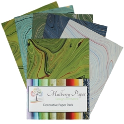 Jute Marble Paper Pack - BLUES AND GREENS