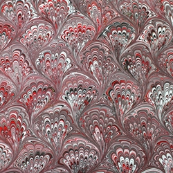 Hand Marbled Origami Paper - VERMILLION PEACOCK