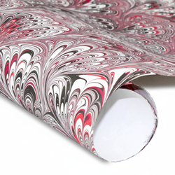 Hand Marbled Paper - VERMILLION PEACOCK