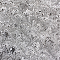 Hand Marbled Origami Paper - GRAYSCALE PEACOCK