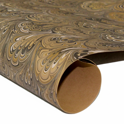 Hand Marbled Paper - BROWN PEACOCK