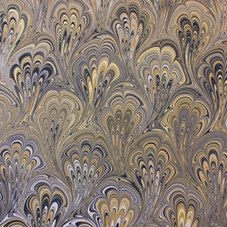Hand Marbled Origami Paper - BROWN PEACOCK