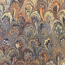 Hand Marbled Origami Paper - HARVEST PEACOCK