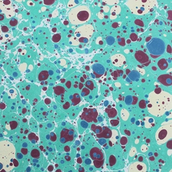 Hand Marbled Origami Paper - RED GREEN BLUE STONE