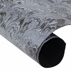 Hand Marbled Paper - CHARCOAL PEACOCK