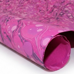 Hand Marbled Paper - MAGENTA VEIN