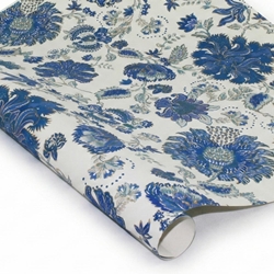Screenprinted Indian Cotton Paper - BLUE Floral