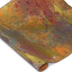 Marbled Momi Paper - GOLD ON BURGUNDY AND BLUE