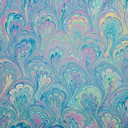 Hand Marbled Origami Paper - PASTEL PEACOCK