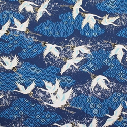 Chiyogami Yuzen Origami Paper - BLUE CRANE - 4 Sheet Pack - 6 x 6 Inch