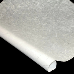 Thai Metallic Thread Unryu/Mulberry Paper - WHITE with Silver Thread